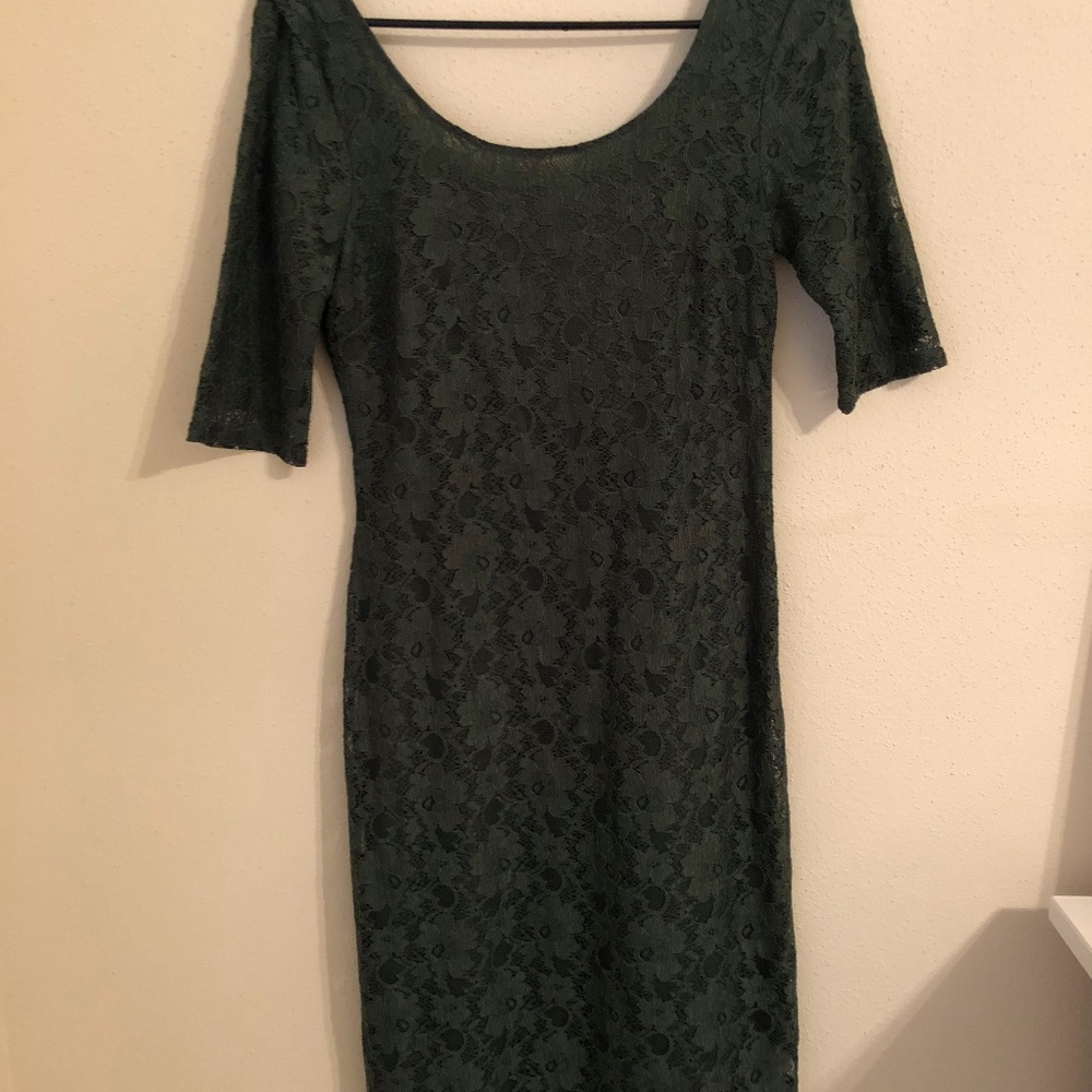 Banana Republic Long Sleeve Forest Green Dress